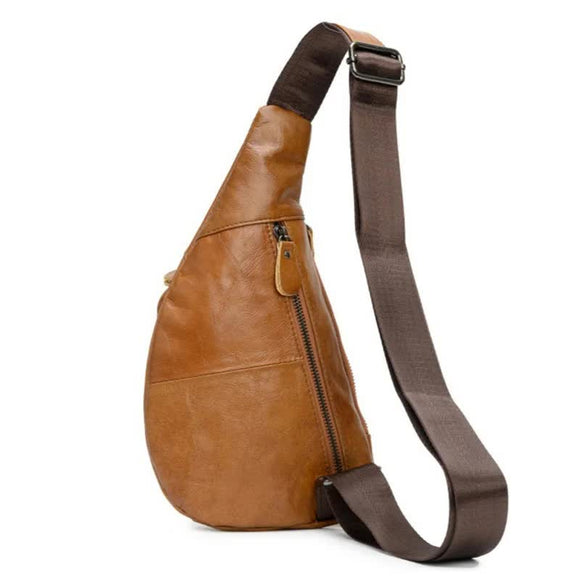 Black Men's Leather Sling Backpack - Casual Crossbody Chest Bag - RnR Galore