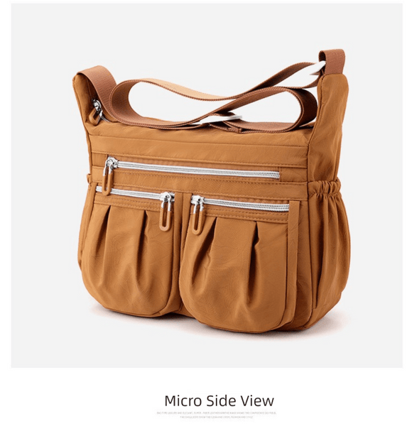 Black Multi - Pocket Lightweight Nylon Crossbody Bag – Stylish, Functional, and Spacious Shoulder Bag for Women - RnR Galore