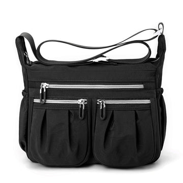 Black Multi - Pocket Lightweight Nylon Crossbody Bag – Stylish, Functional, and Spacious Shoulder Bag for Women - RnR Galore