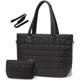 Black New Large Capacity Tote Bag - Fashionable Quilted Women's Shoulder Bag and Laptop Bag - RnR Galore