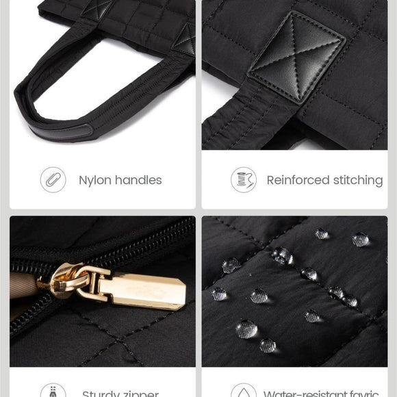 Black New Large Capacity Tote Bag - Fashionable Quilted Women's Shoulder Bag and Laptop Bag - RnR Galore