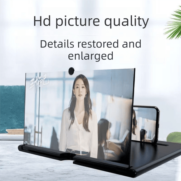 Black Portable 10 - Inch Mobile Phone Screen Magnifier with Foldable Stand - 3D HD Video Amplifier for Movies & Reading - Pull - Out Design Compatible with All Smartphones - Ideal for Home, Travel & Camping - RnR Galore