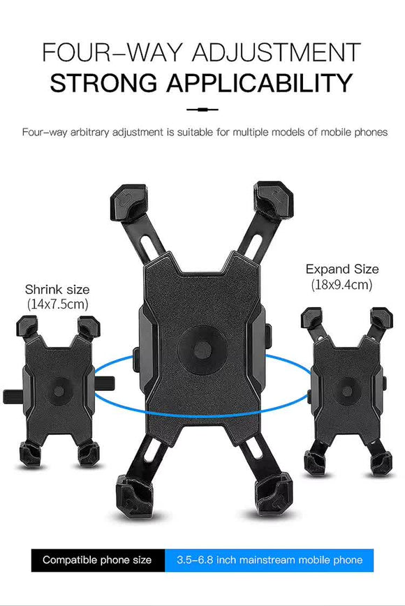 Black Secure Grip Bike Phone Mount - Adjustable 360 Rotation Bicycle Handlebar Holder, Universal Cradle for MTB & Road Cycling - RnR Galore