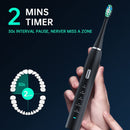 Black Sonic Rechargeable Electric Toothbrush with 8 Heads & Travel Case - 5 Brushing Modes & Smart Timer(USB) - RnR Galore