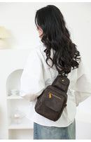 Black Stylish PU Leather Sling Crossbody Bag for Women - Multi - Pocket Chest Pack with Adjustable Wide Strap - RnR Galore