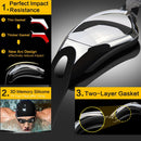 Black Swim Goggles Set with Cap, Nose Clip, Earplugs & Case: Anti - Fog UV Protection for Men & Women - RnR Galore