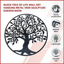 Black Tree of Life Wall Art Hanging Metal Iron Sculpture Garden 60cm - RnR Galore