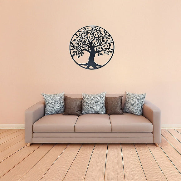 Black Tree of Life Wall Art Hanging Metal Iron Sculpture Garden 60cm - RnR Galore
