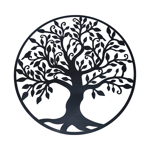 Black Tree of Life Wall Art Hanging Metal Iron Sculpture Garden 60cm - RnR Galore