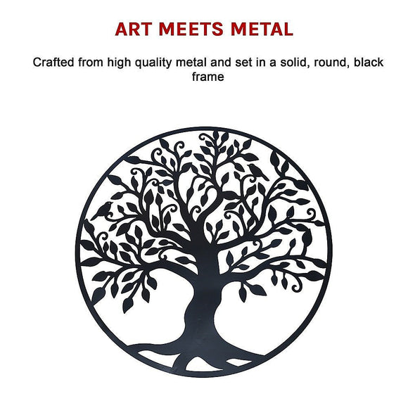 Black Tree of Life Wall Art Hanging Metal Iron Sculpture Garden 99cm - RnR Galore