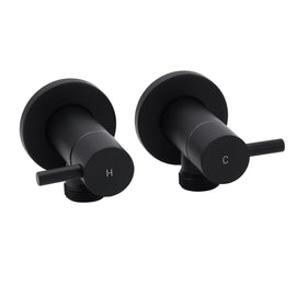 Black Washing Machine 1/4 Turn Twin Taps Laundry Room Hot Cold Water Wall Set - RnR Galore