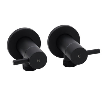 Black Washing Machine 1/4 Turn Twin Taps Laundry Room Hot Cold Water Wall Set - RnR Galore