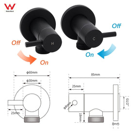 Black Washing Machine 1/4 Turn Twin Taps Laundry Room Hot Cold Water Wall Set - RnR Galore