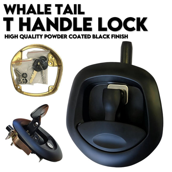 Black Whale Tail T Handle Lock Latch/Compression Lock Trailer Ute Toolbox - RnR Galore