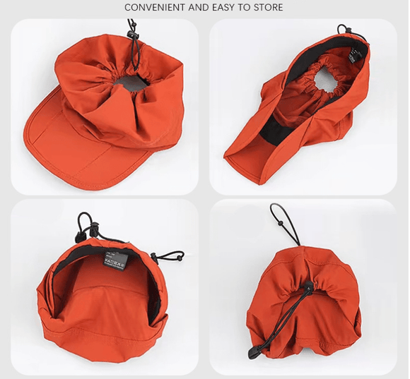 Black Women's Foldable Sun Visor Cap Quick Dry Packable Empty Top Hat Adjustable Drawstring for Running Hiking and Summer Travel - RnR Galore