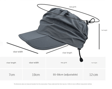 Black Women's Foldable Sun Visor Cap Quick Dry Packable Empty Top Hat Adjustable Drawstring for Running Hiking and Summer Travel - RnR Galore