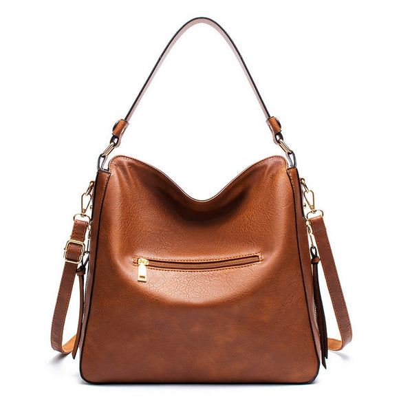 Black Womens Soft PU Leather Hobo Bag - Large Casual Tote Handbag with Adjustable Crossbody Strap - RnR Galore