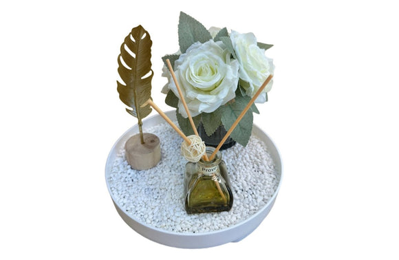 Bloom Flower Tray & Fragrance Diffuser Set - Black - RnR Galore