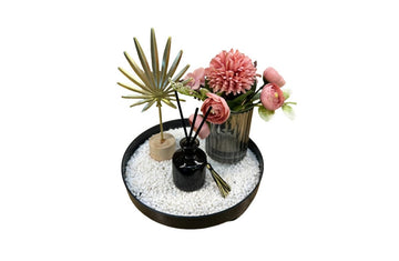 Bloom Flower Tray & Fragrance Diffuser Set - White - RnR Galore