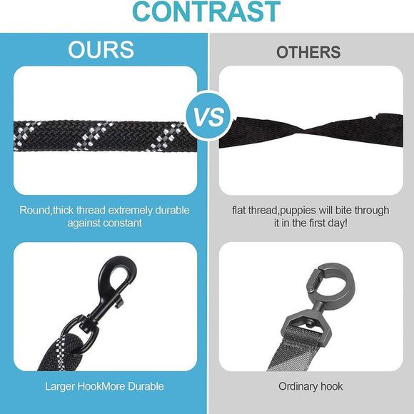 Blue 3 - in - 1 Tangle - Free Dog Leash for 1 - 3 Dogs - Heavy Duty Bungee Coupler with Reflective Stitching & Padded Handle - RnR Galore