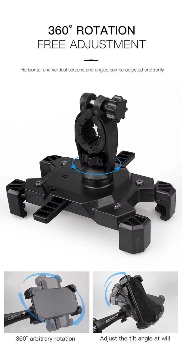 Blue and Black Secure Grip Bike Phone Mount - Adjustable 360 Rotation Bicycle Handlebar Holder, Universal Cradle for MTB & Road Cycling - RnR Galore
