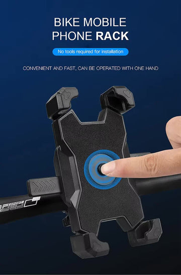 Blue and Black Secure Grip Bike Phone Mount - Adjustable 360 Rotation Bicycle Handlebar Holder, Universal Cradle for MTB & Road Cycling - RnR Galore