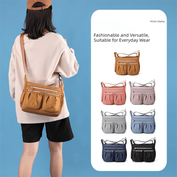 Blue Multi - Pocket Lightweight Nylon Crossbody Bag – Stylish, Functional, and Spacious Shoulder Bag for Women - RnR Galore