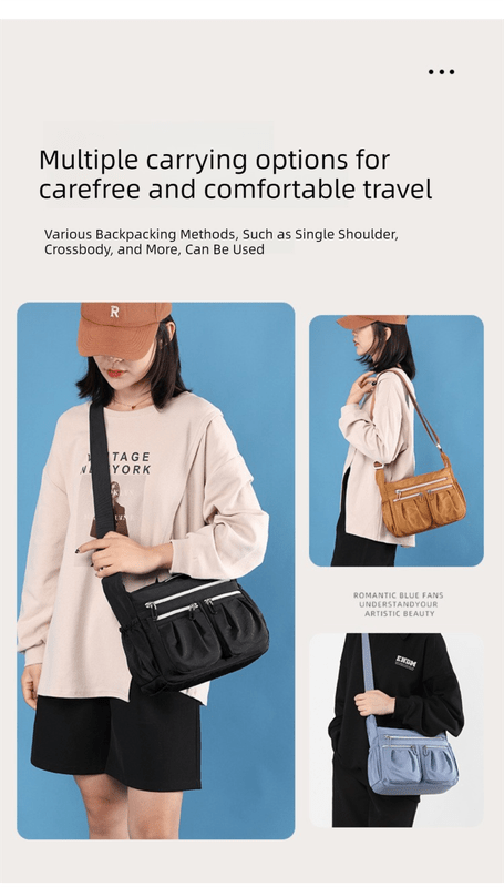 Blue Multi - Pocket Lightweight Nylon Crossbody Bag – Stylish, Functional, and Spacious Shoulder Bag for Women - RnR Galore