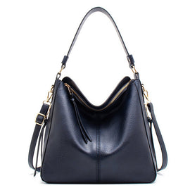 Blue Womens Soft PU Leather Hobo Bag - Large Casual Tote Handbag with Adjustable Crossbody Strap - RnR Galore