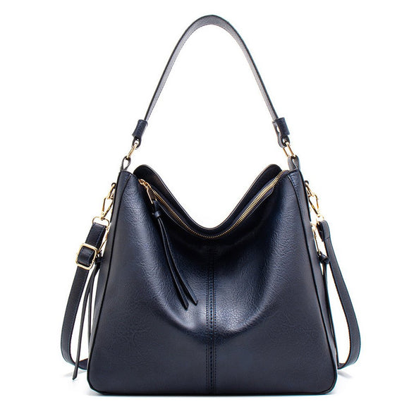 Blue Womens Soft PU Leather Hobo Bag - Large Casual Tote Handbag with Adjustable Crossbody Strap - RnR Galore
