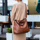 Blue Womens Soft PU Leather Hobo Bag - Large Casual Tote Handbag with Adjustable Crossbody Strap - RnR Galore
