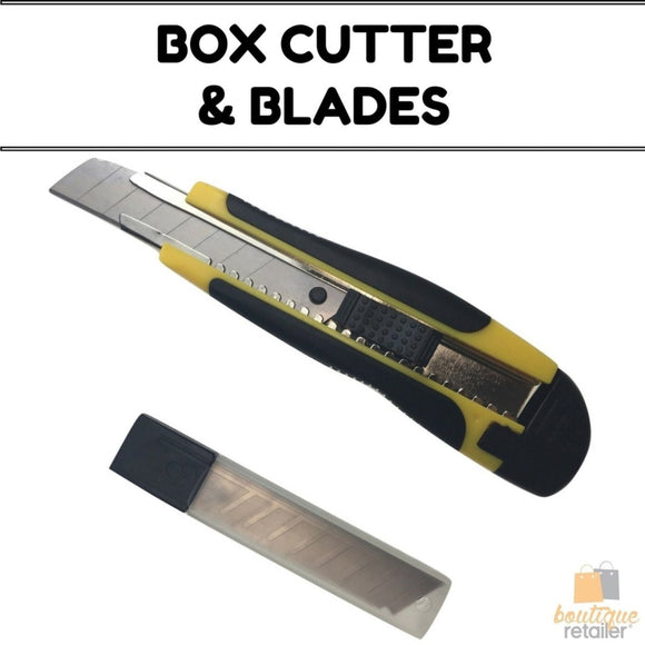 BOX CUTTER & BLADES Knife Retractable Blade Snap Off Razor 18mm Durable Opener - RnR Galore