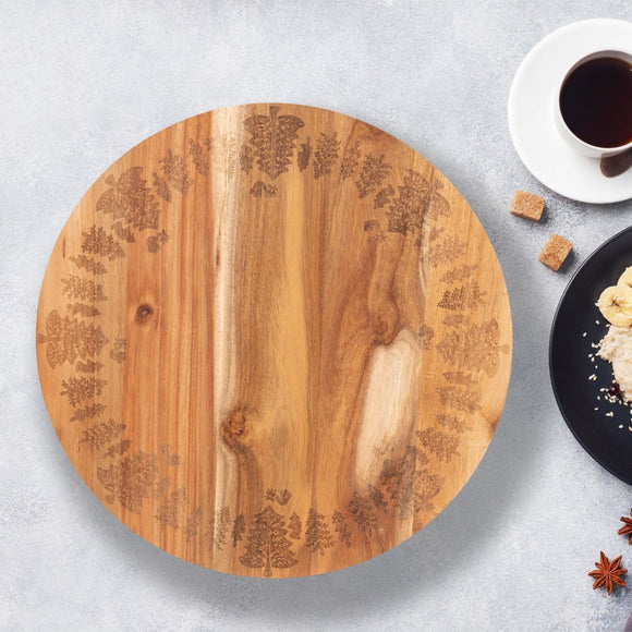Bread and Butter 18 Inch Wooden Lazy Susan Tray - Trees - RnR Galore