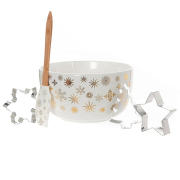 Bread and Butter Electroplate Snowflake Mini Mix Bowl Set - Gold - RnR Galore