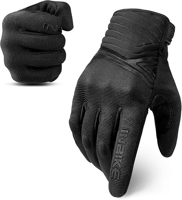 Breathable Mesh Motorcycle Gloves Touchscreen with TPR Palm Pad Hard Knuckle - Black - XLarge - RnR Galore