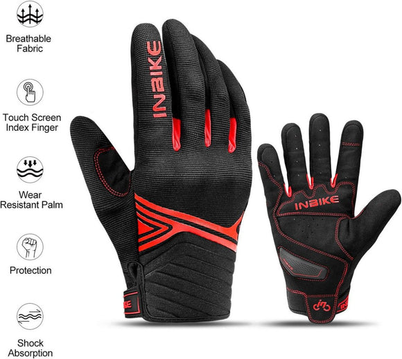 Breathable Mesh Motorcycle Gloves Touchscreen with TPR Palm Pad Hard Knuckle - Red - Medium - RnR Galore