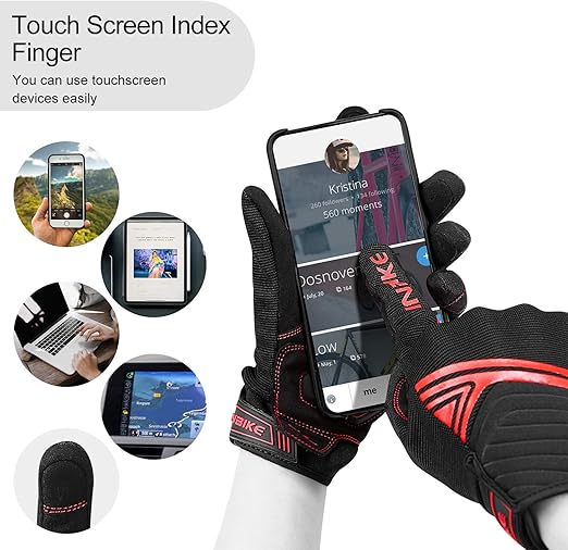 Breathable Mesh Motorcycle Gloves Touchscreen with TPR Palm Pad Hard Knuckle - Red - Small - RnR Galore