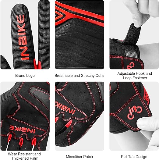Breathable Mesh Motorcycle Gloves Touchscreen with TPR Palm Pad Hard Knuckle - Red - XLarge - RnR Galore