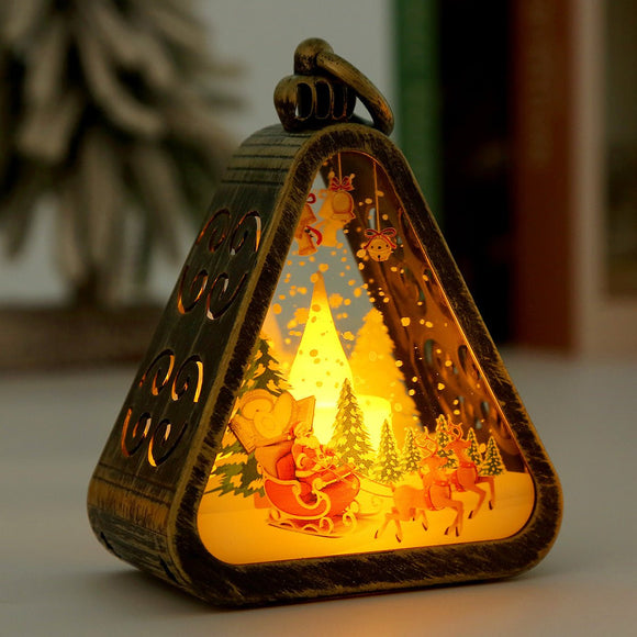 Bronze color Elk Charming Christmas Scene Mini Lanterns (Set of 3) - Battery Operated LED Lights for a Cozy Holiday Glow - RnR Galore