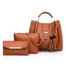 Brown Chic 3 - Piece Women's Handbag Set - PU Leather Tote, Crossbody Bag & Clutch Purse - RnR Galore
