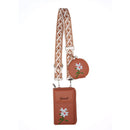 Brown Chic Floral Embroidered 2 - in - 1 Crossbody Phone Bag with Coin Purse - RnR Galore