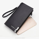 Brown Men's Business Casual Long Wallet Clutch - PU Leather Large Capacity Phone & Card Holder with Wrist Strap - RnR Galore