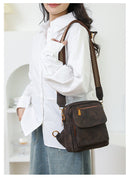 Brown Stylish PU Leather Sling Crossbody Bag for Women - Multi - Pocket Chest Pack with Adjustable Wide Strap - RnR Galore