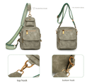 Brown Stylish PU Leather Sling Crossbody Bag for Women - Multi - Pocket Chest Pack with Adjustable Wide Strap - RnR Galore