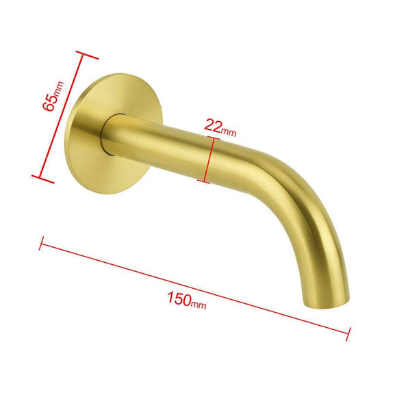 Brushed Gold 150mm Round Curve Faucet Outlet Bathroom Tub Water Filler Spout Set - RnR Galore