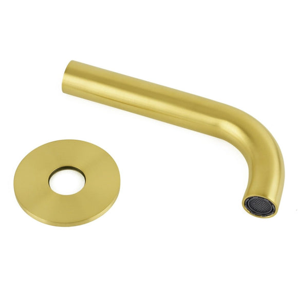Brushed Gold 150mm Round Curve Faucet Outlet Bathroom Tub Water Filler Spout Set - RnR Galore