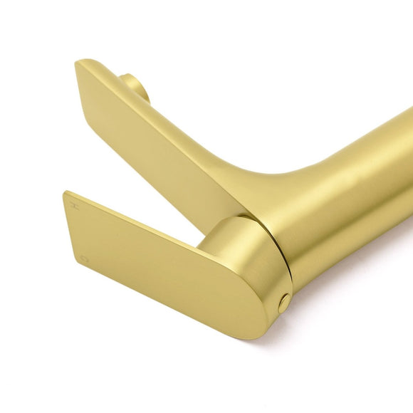 Brushed Gold Round Short Bathroom Vanity Laundry Chrome Basin Mixer Faucet Tap - RnR Galore