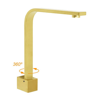 Brushed Gold Square Bathroom Spout Gooseneck Arm Bathtub Filler Tap Water Outlet - RnR Galore