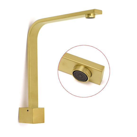Brushed Gold Square Bathroom Spout Gooseneck Arm Bathtub Filler Tap Water Outlet - RnR Galore
