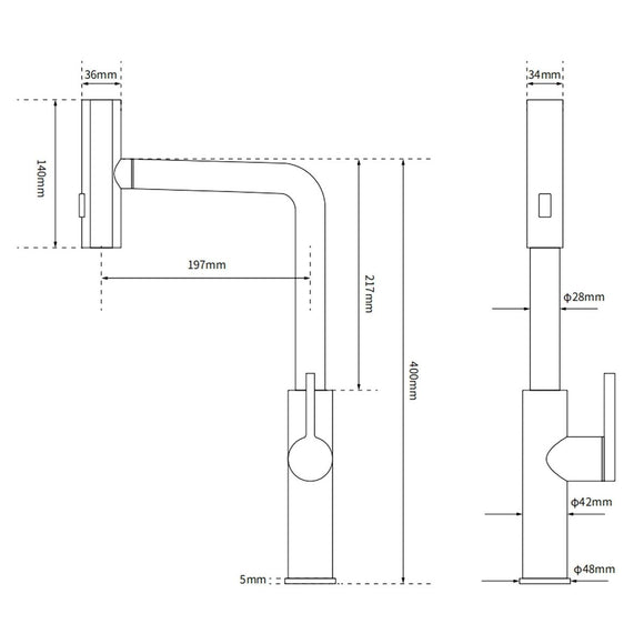 Brushed Nickel 3 - Mode Kitchen Mixer Pull Out Down Sink Laundry Faucet Tap WELS - RnR Galore